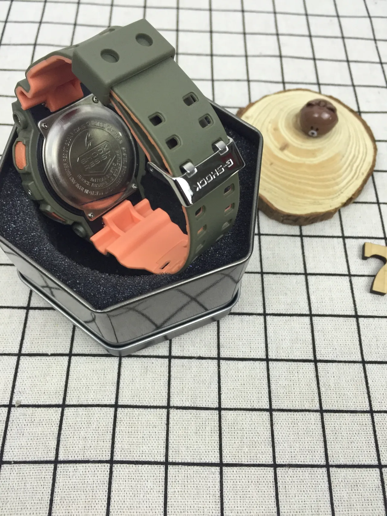 Casio G-Shock GA-100 Olive Green and Orange Sports Watch 7