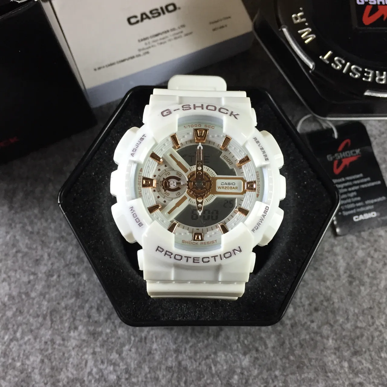 Casio G-Shock GA-110 Blanc et Or Rose Montre Sport 13