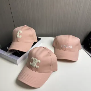 Celine Embroidered Logo Dusty Pink Baseball Cap