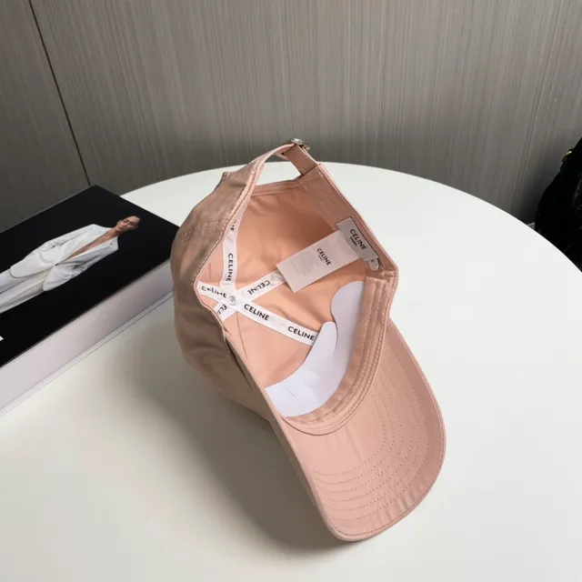 Celine Embroidered Logo Dusty Pink Baseball Cap 5
