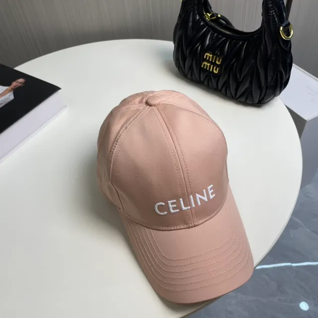 Celine Embroidered Logo Dusty Pink Baseball Cap 6