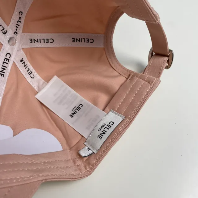 Celine Embroidered Logo Dusty Pink Baseball Cap 8