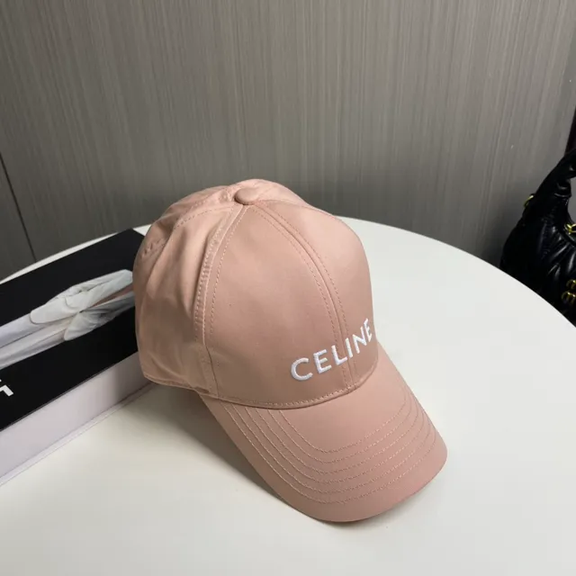 Celine Embroidered Logo Dusty Pink Baseball Cap 9