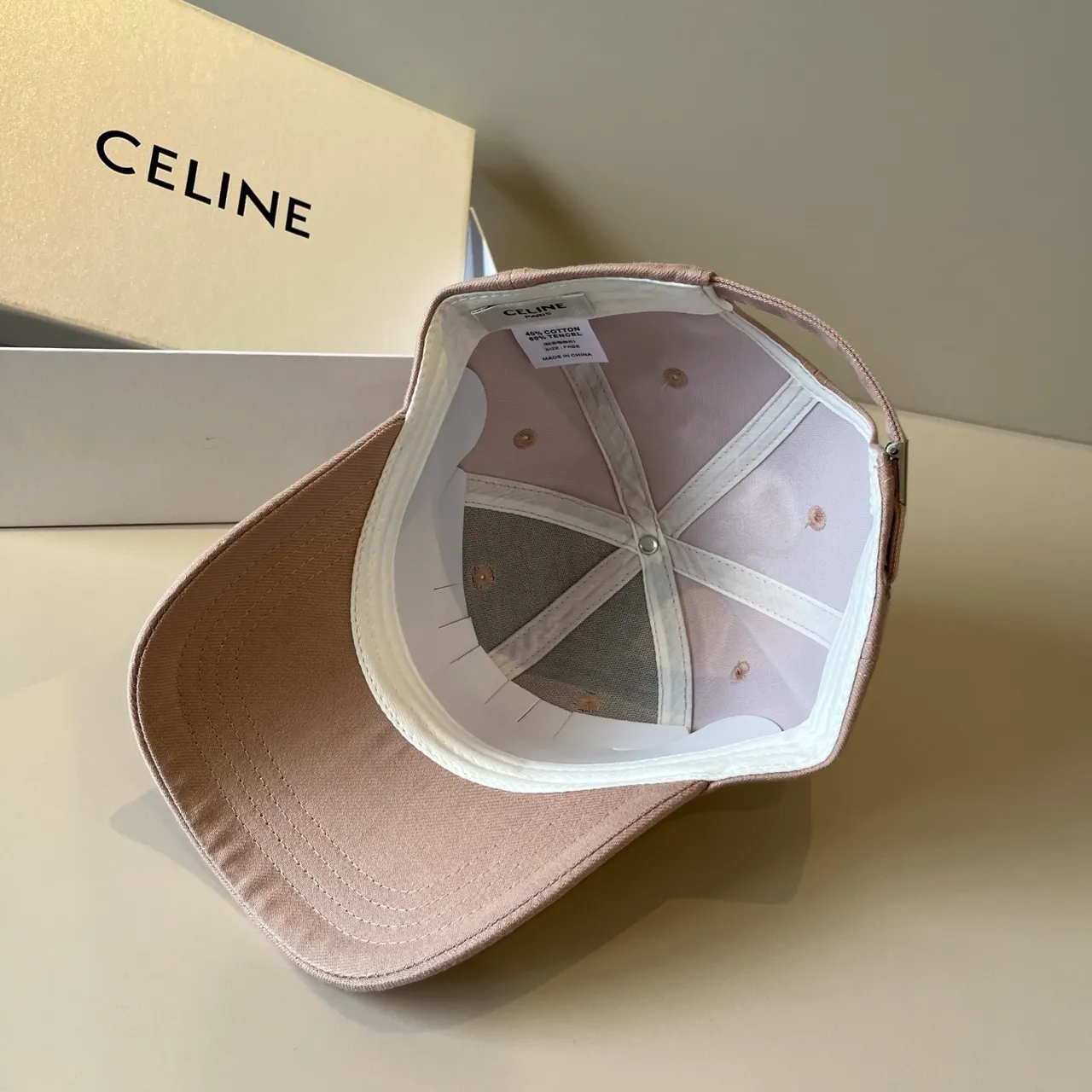 Celine Interlocking CC Embroidered Dusty Rose Baseball Cap 3