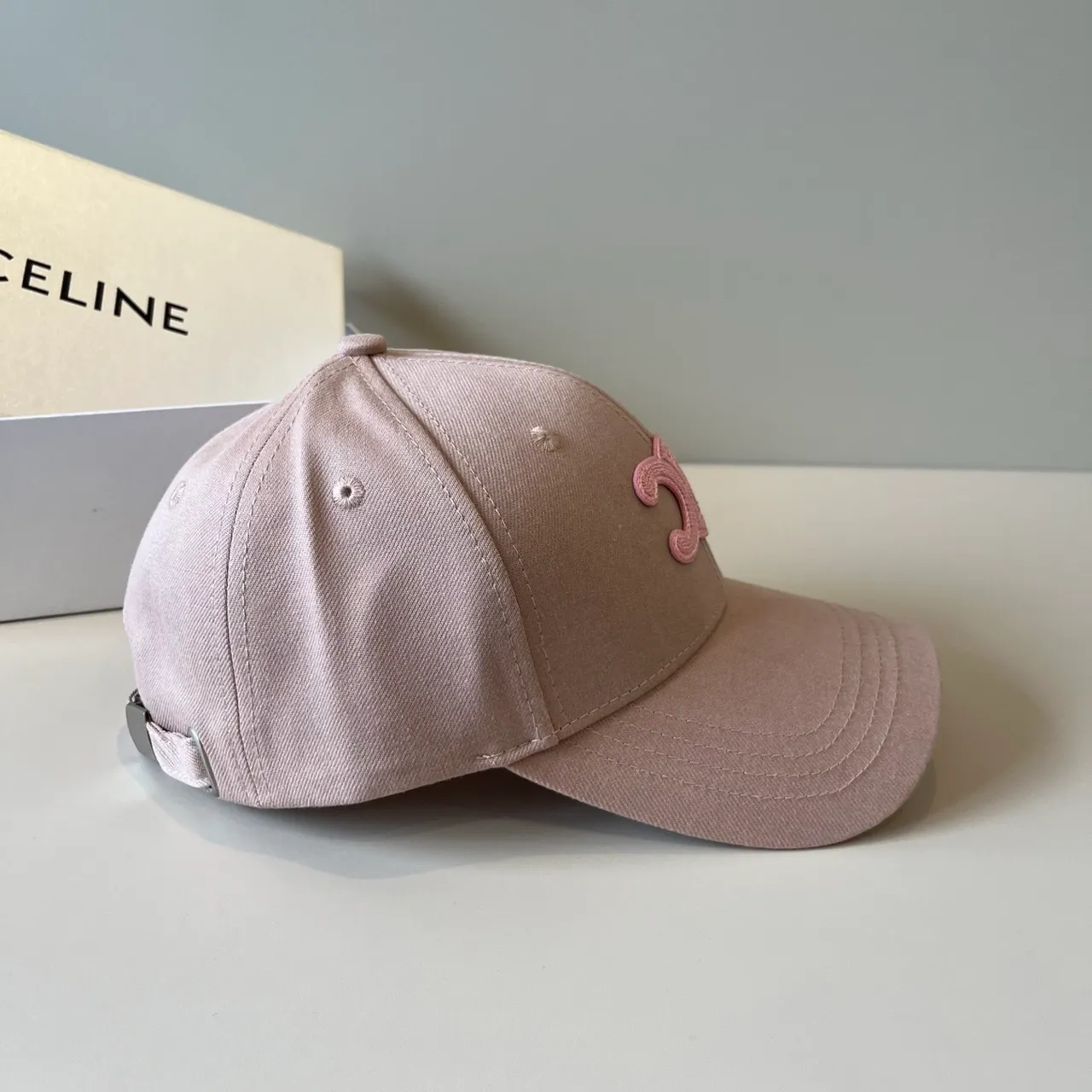 Celine Interlocking CC Embroidered Dusty Rose Baseball Cap 5