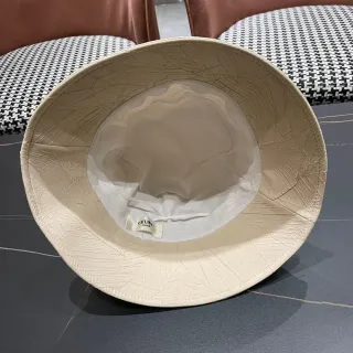 Celine Textured Leaf-Embossed Beige Bucket Hat