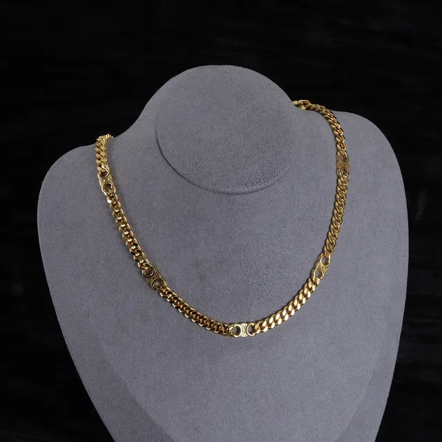 Celine Triomphe Gold Curb-Link Chain Metal Necklace 2