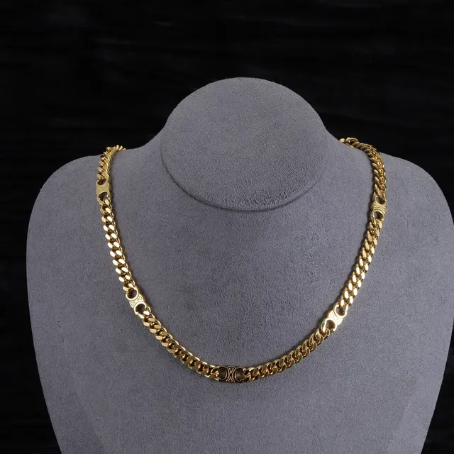 Celine Triomphe Gold Curb-Link Chain Metal Necklace 3