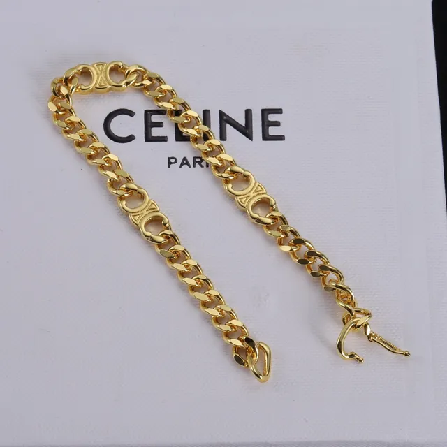Celine Triomphe Gold Curb-Link Chain Metal Necklace 4