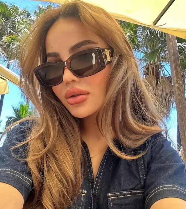 Céline Triomphe Oversized Rectangular Acetate Sunglasses 2