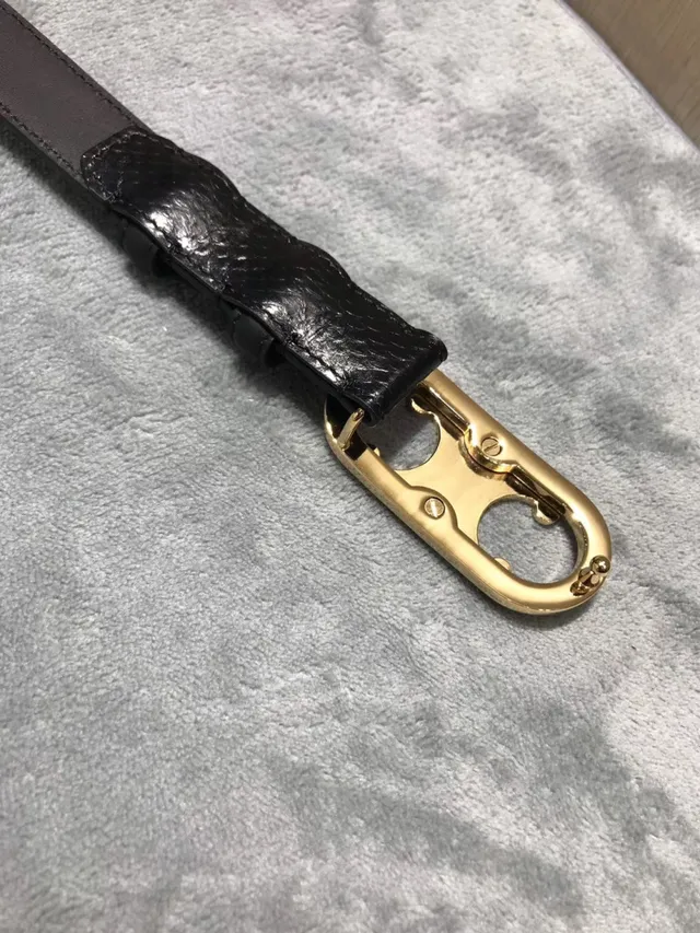Celine Triomphe Patent Snakeskin Black Leather Belt 2