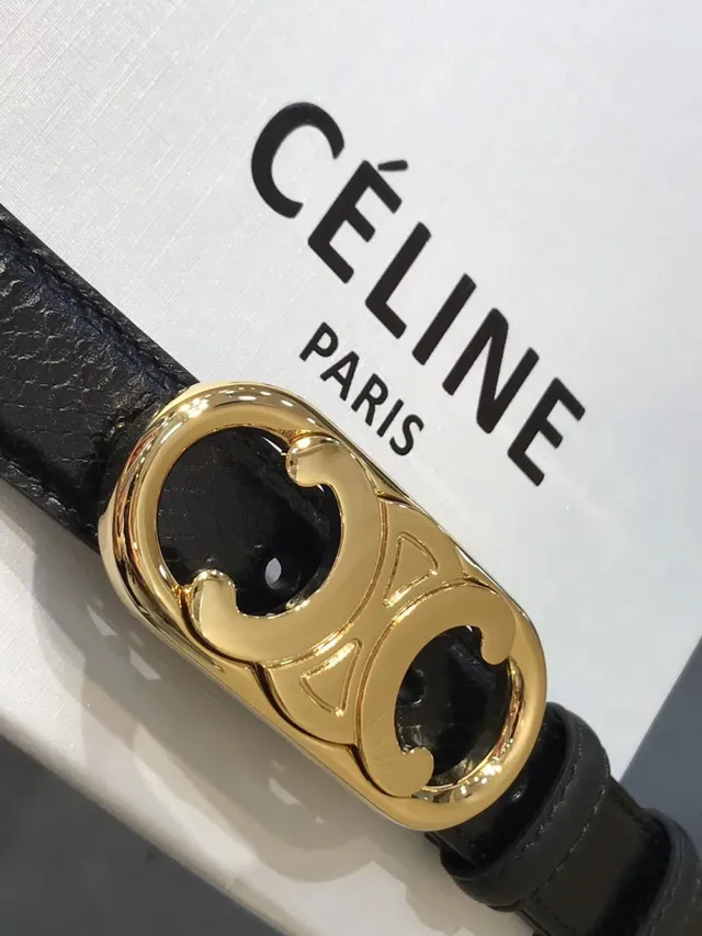 Celine Triomphe Patent Snakeskin Black Leather Belt 7