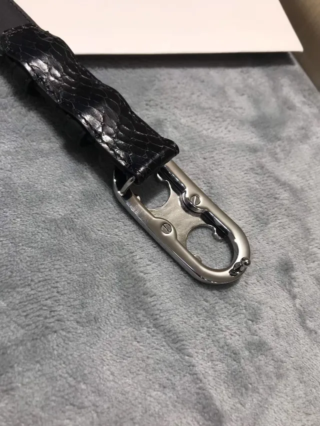 Celine Triomphe Patent Snakeskin Black Leather Belt 12