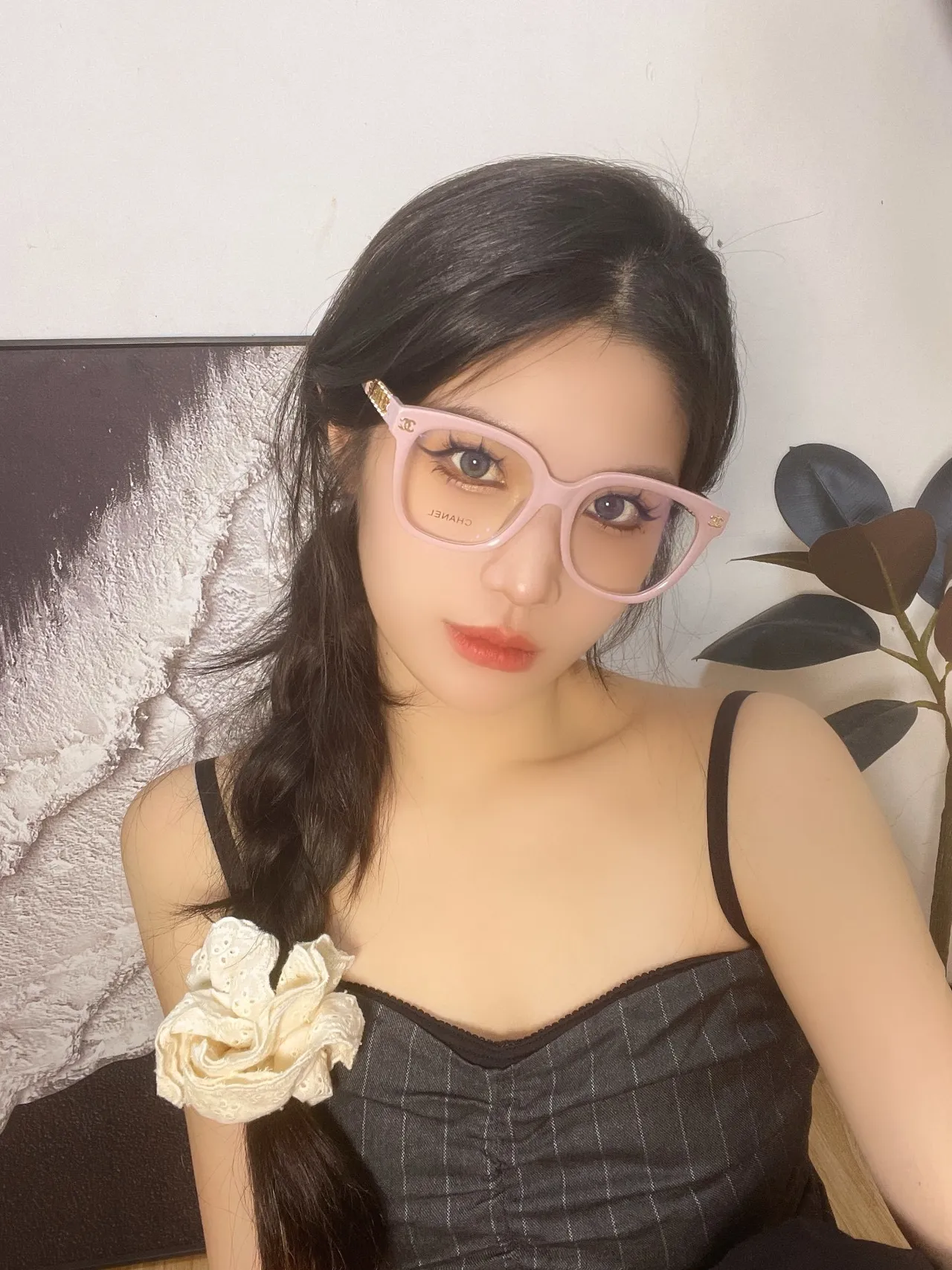 Chanel Beige Gold Oversized Rectangular Translucent Acetate Optical Glasses 3