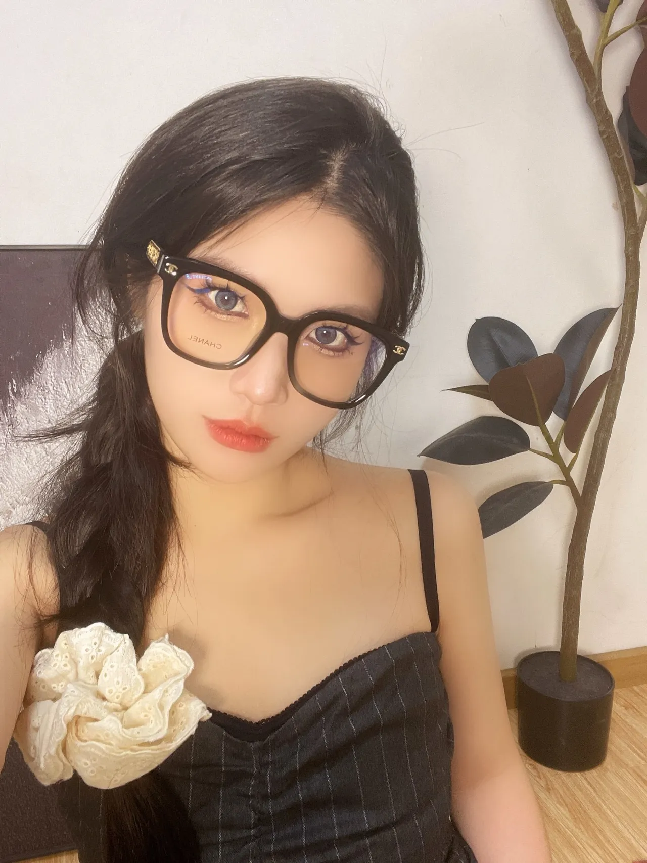 Chanel Beige Gold Oversized Rectangular Translucent Acetate Optical Glasses 5