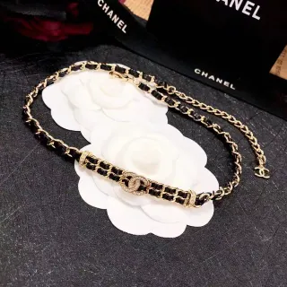 Chanel Black Gold Chain Leather Weave Fashion Belt Bag