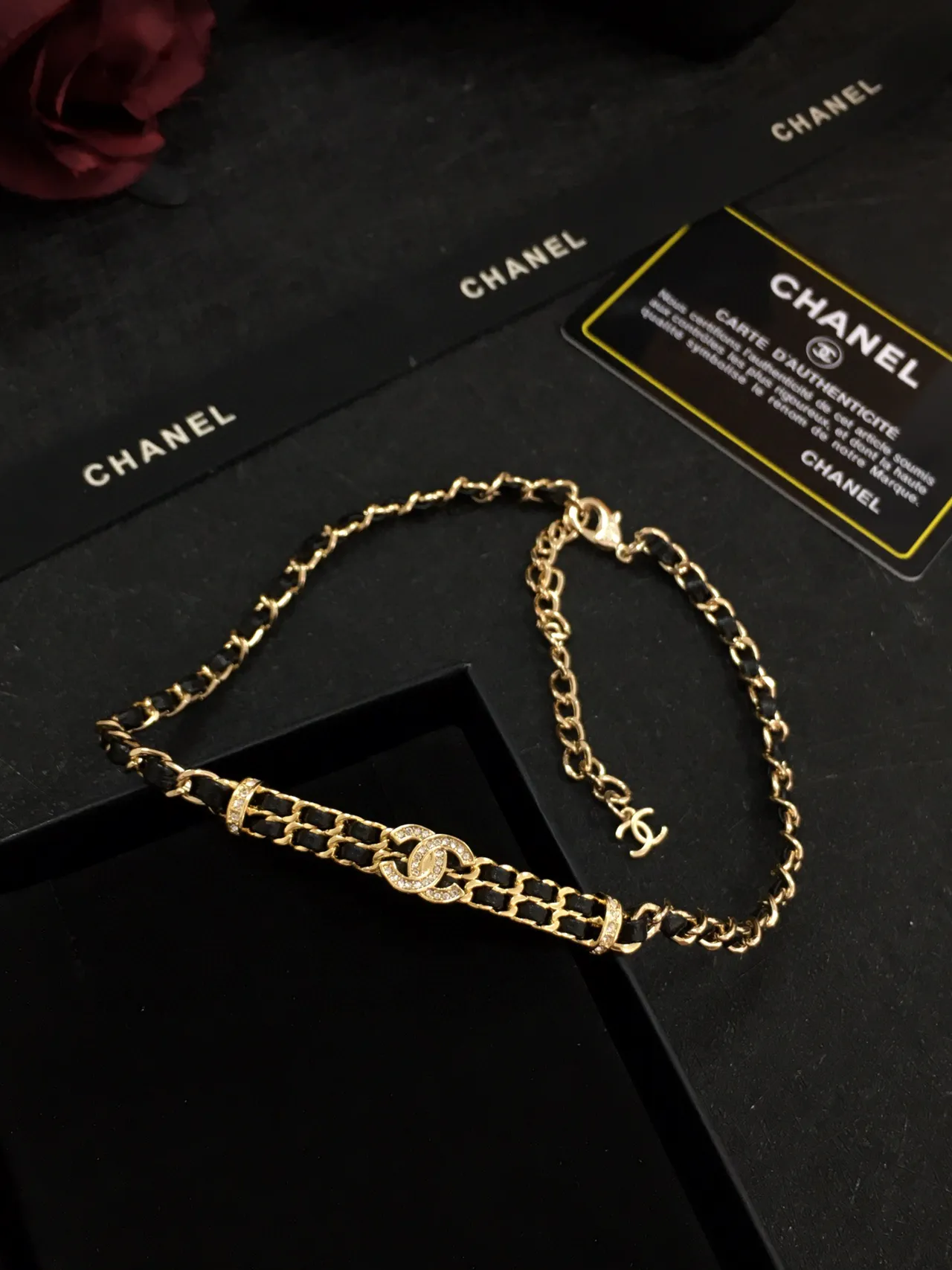 Chanel Black Gold Chain Leather Weave Fashion Belt Bag 2