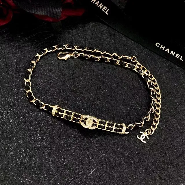 Chanel Black Gold Chain Leather Weave Fashion Belt Bag 3