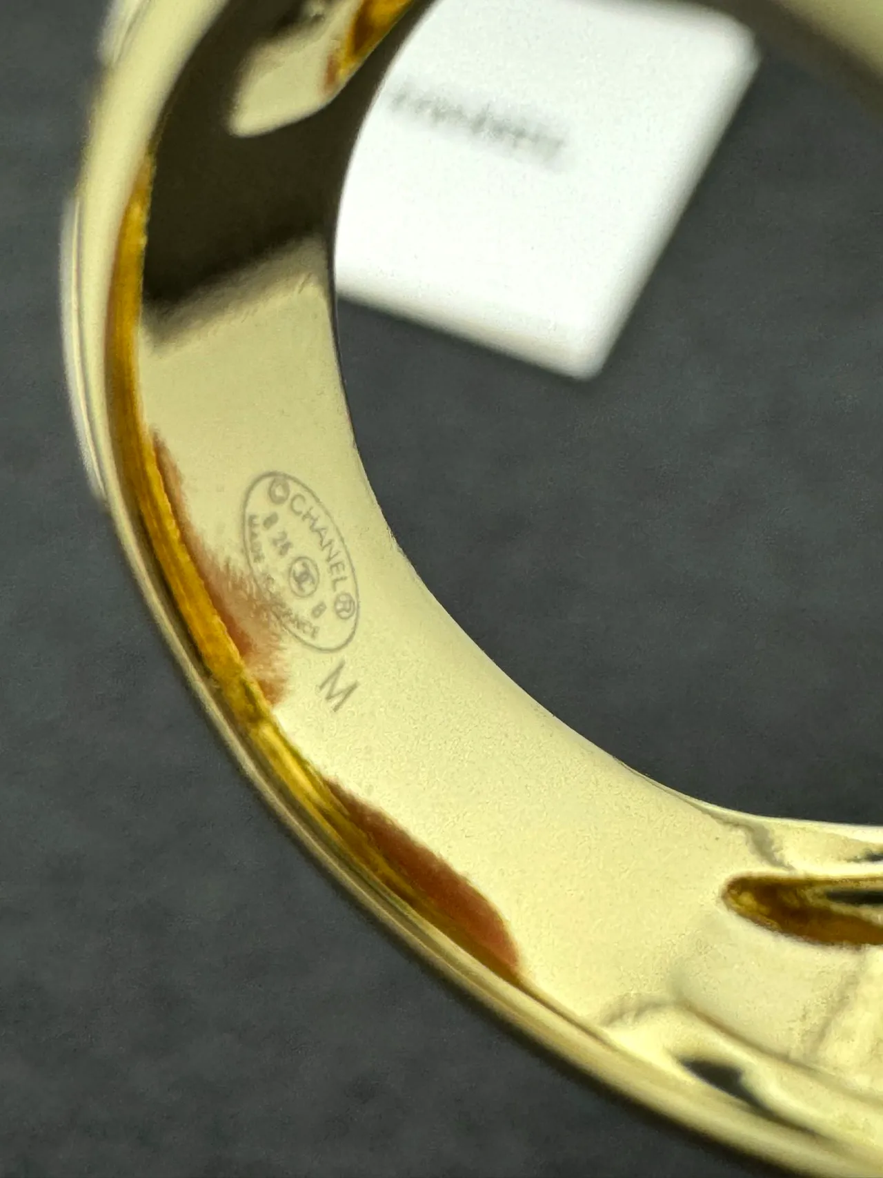 Chanel Black Gold Square Signet Enamel Ring 2