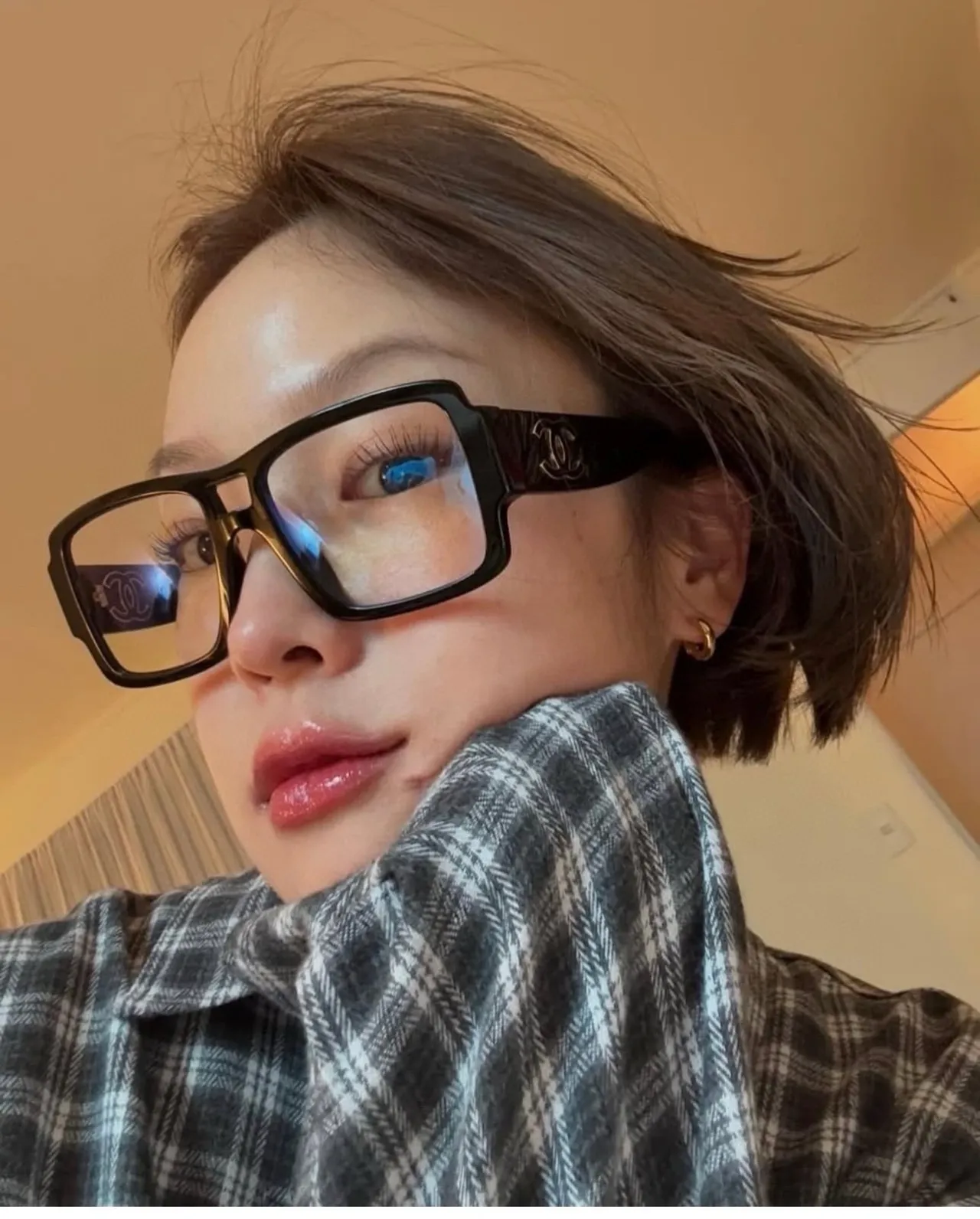 Chanel Black Rectangular Frame Acetate Material Optical Glasses 7