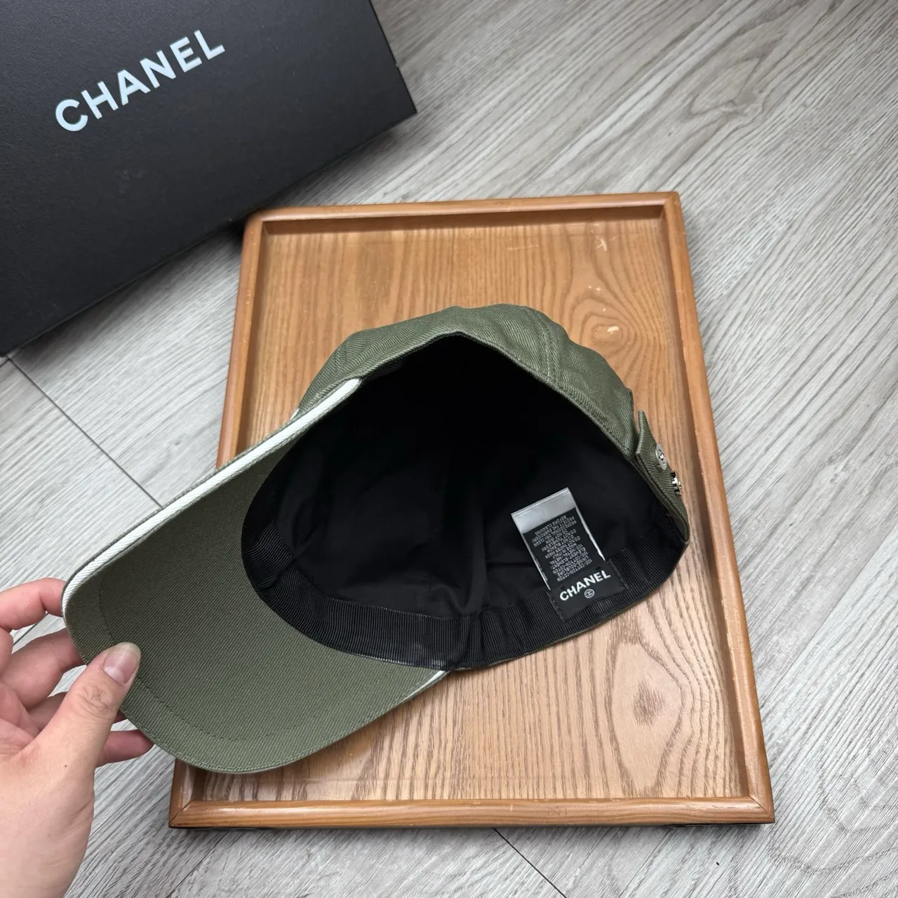 Chanel Black White Six-Panel Construction Embroidered Interlocking CC Logo Baseball Cap 6