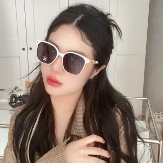 Chanel Cat-Eye White Gold Silhouette Acetate Frame Sunglasses