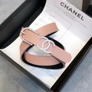 Chanel CC Belt Dusty Pink Crystal-Embellished Leather Belt