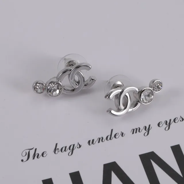 Chanel CC Crystal Stud Earrings 2