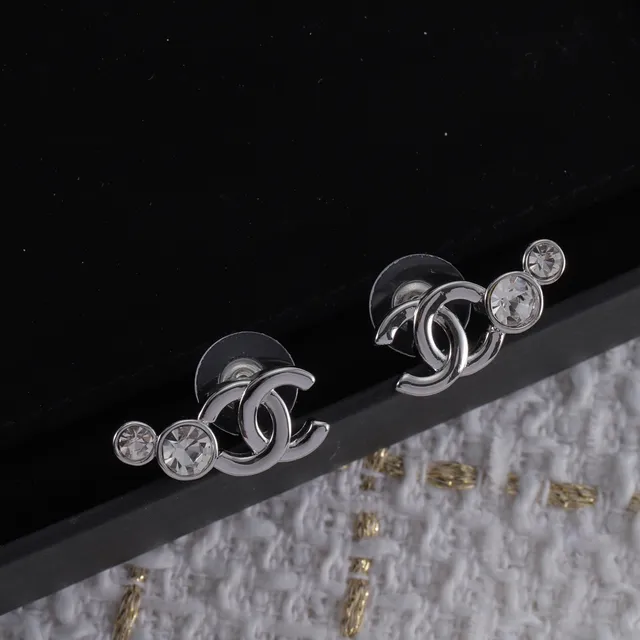 Chanel CC Crystal Stud Earrings 5