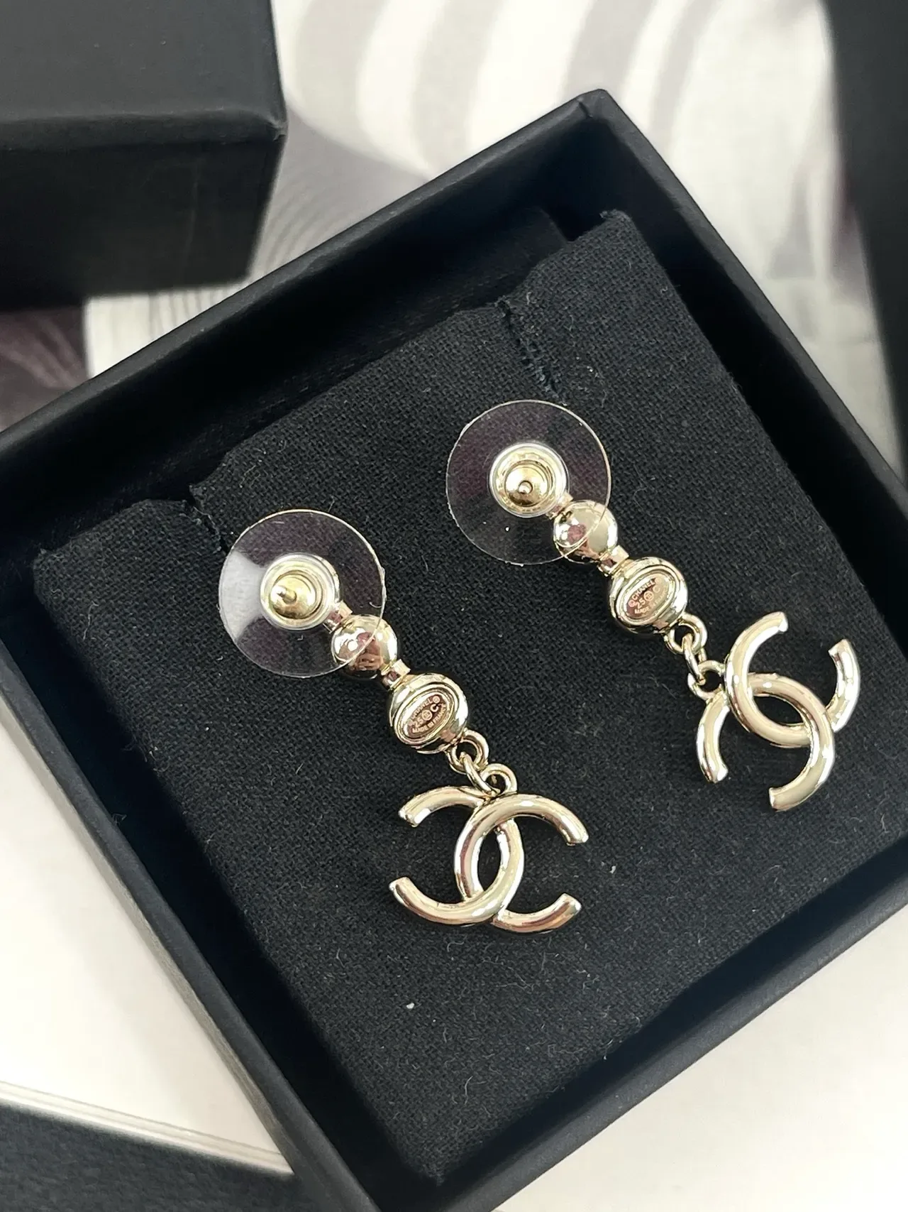 Chanel CC Drop Gold Pink Crystal-Embellished boucles d'oreilles 2
