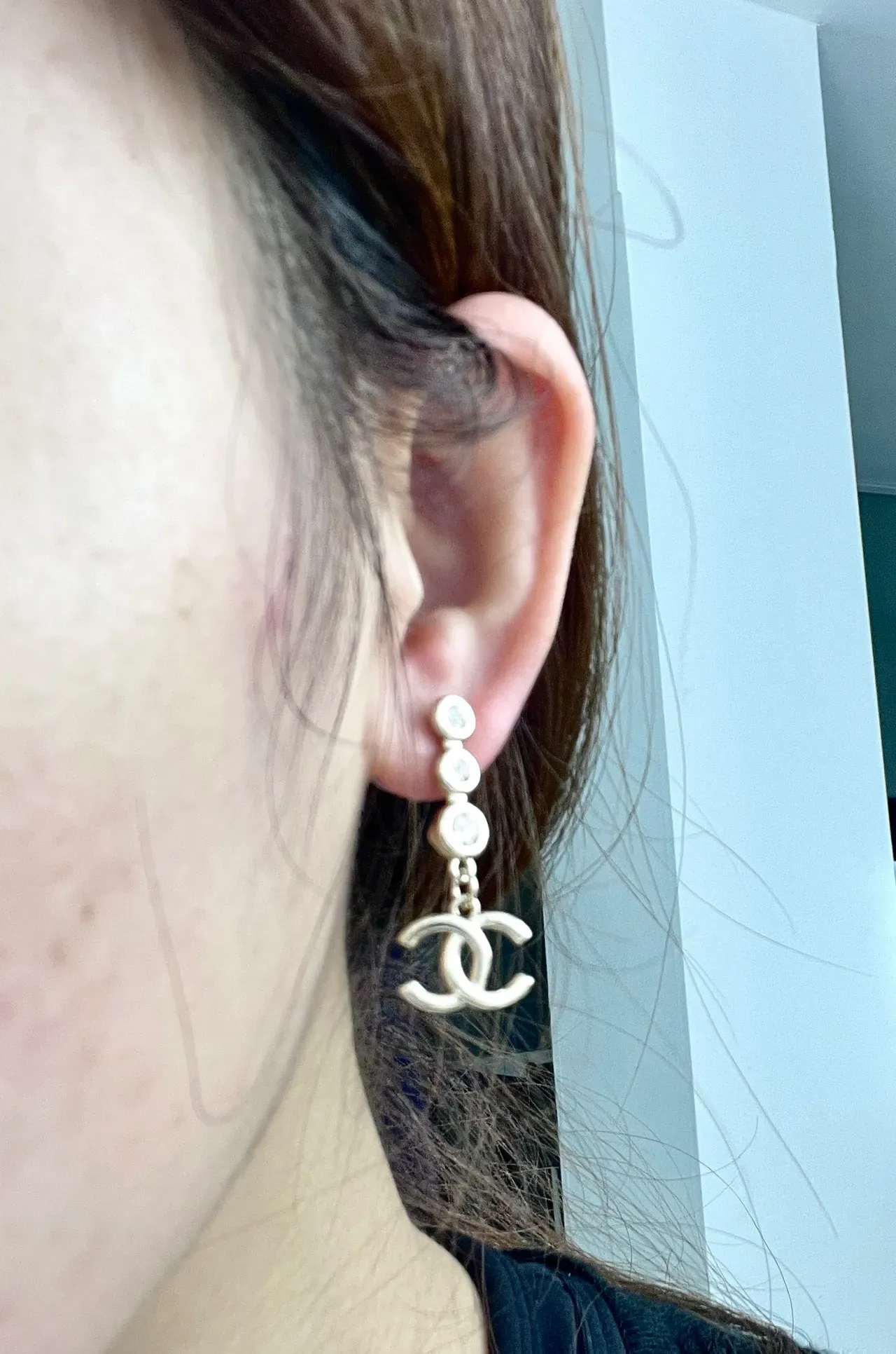 Chanel CC Drop Gold Pink Crystal-Embellished boucles d'oreilles 3