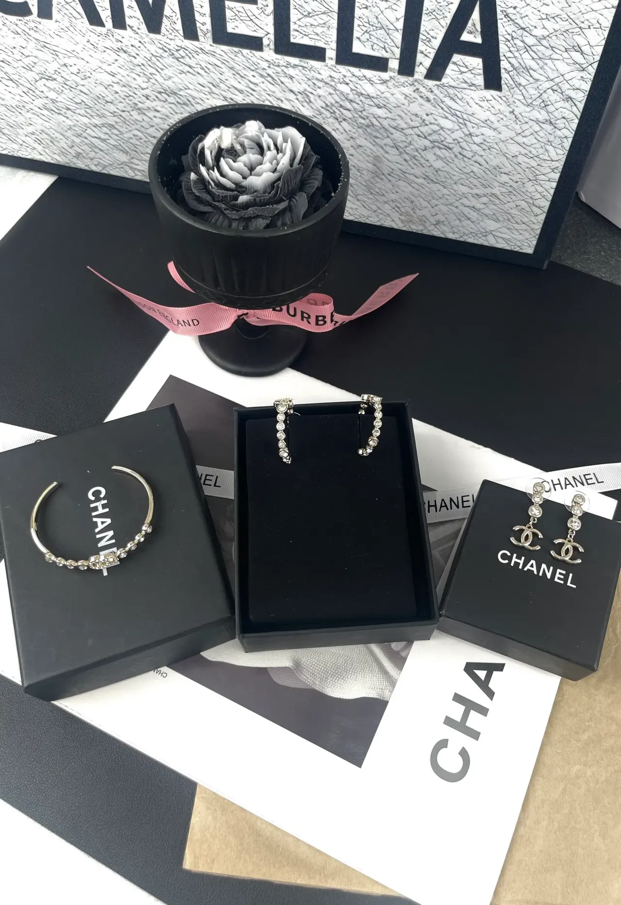 Chanel CC Drop Gold Pink Crystal-Embellished boucles d'oreilles 5