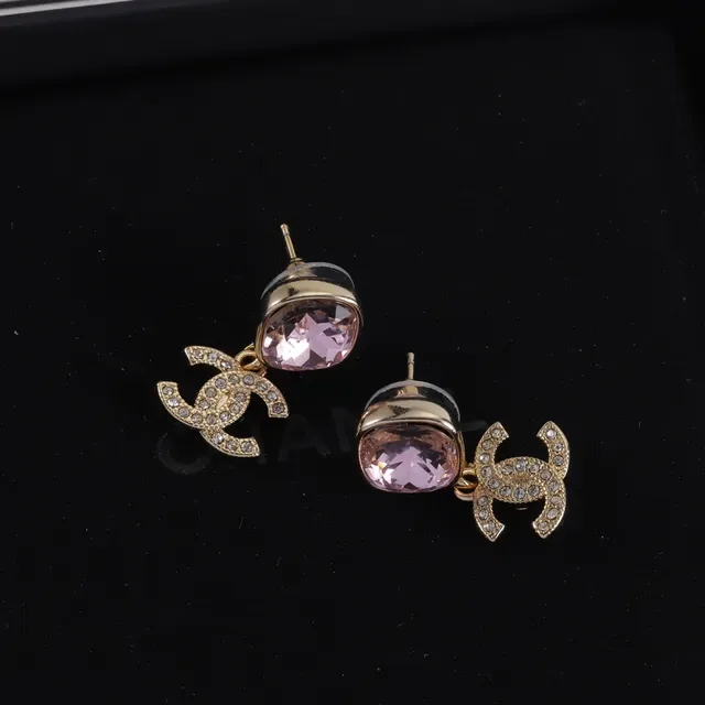 Chanel CC Drop Brincos Dourado Rosa com Cristais Cushion-Cut e Pavé com Logo 6