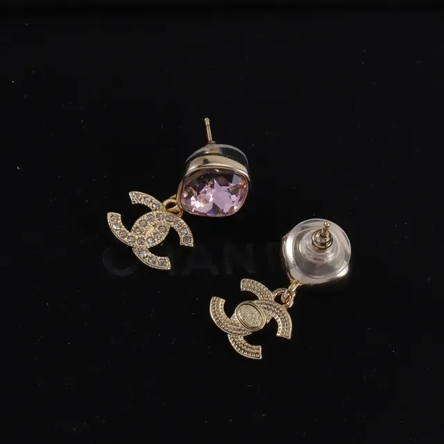 Chanel CC Drop Brincos Dourado Rosa com Cristais Cushion-Cut e Pavé com Logo 7