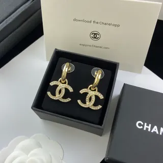 Chanel CC Gold Black Crystal-Pavé Earrings