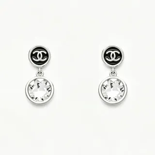 Chanel CC Logo and Crystal Drop Earrings