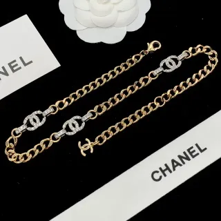 Chanel CC Logo Bracelet Gold Silver Curb Chain Interlocking Bracelet