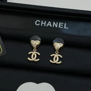 Chanel CC Logo ক্রিস্টাল ড্রপ কানের দুল