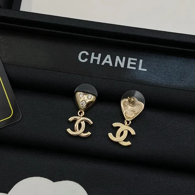 Chanel CC Logo Crystal Drop Earrings 4