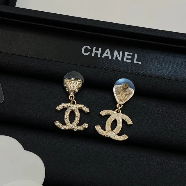 Chanel CC Logo Crystal Drop Earrings 4