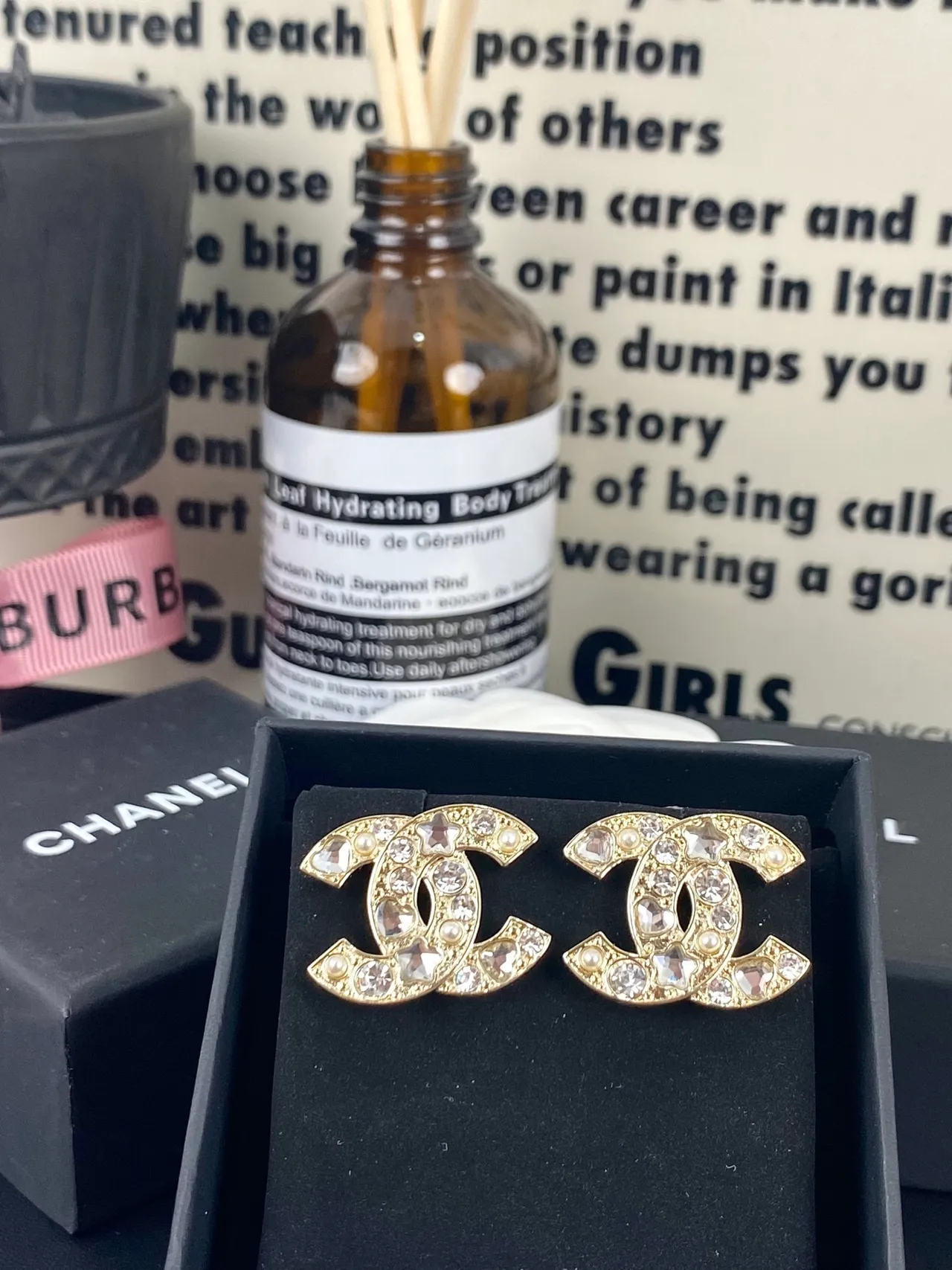 Chanel CC Logo Silver Gold Interlocking Pavé Crystal Embellishment Earrings 5