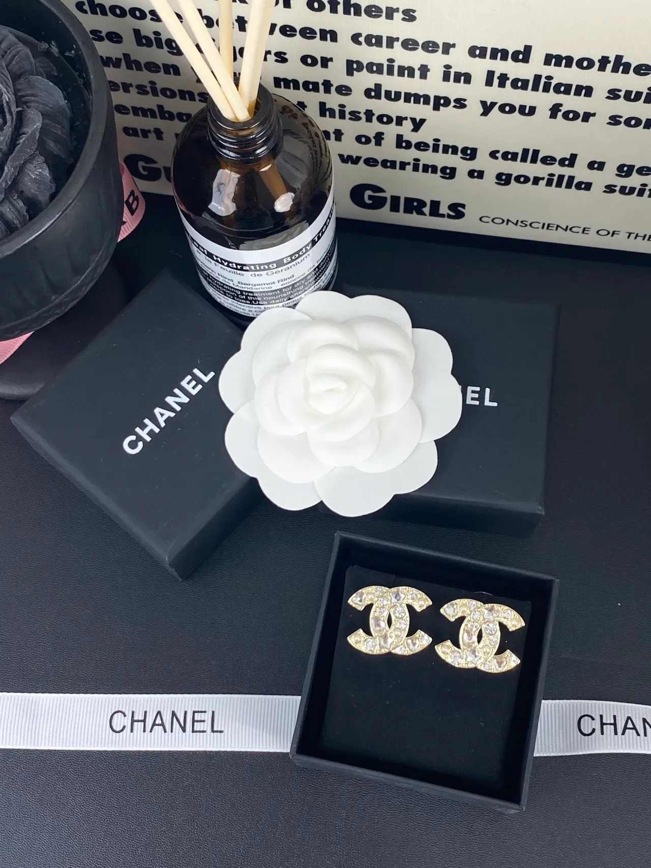 Chanel CC Logo Silver Gold Interlocking Pavé Crystal Embellishment Earrings 6
