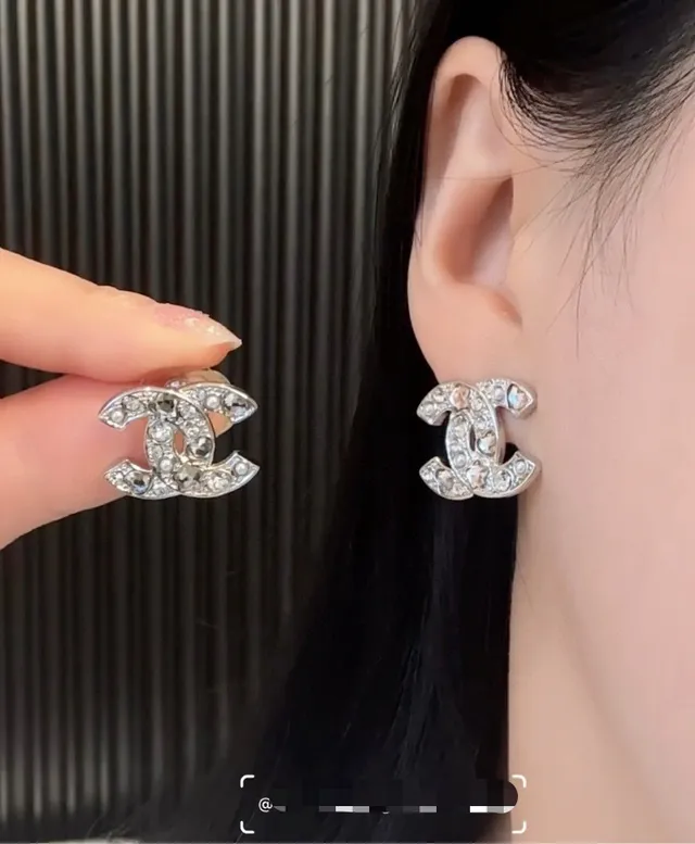 Chanel CC Logo Silver Gold Interlocking Pavé Crystal Embellishment Earrings 8
