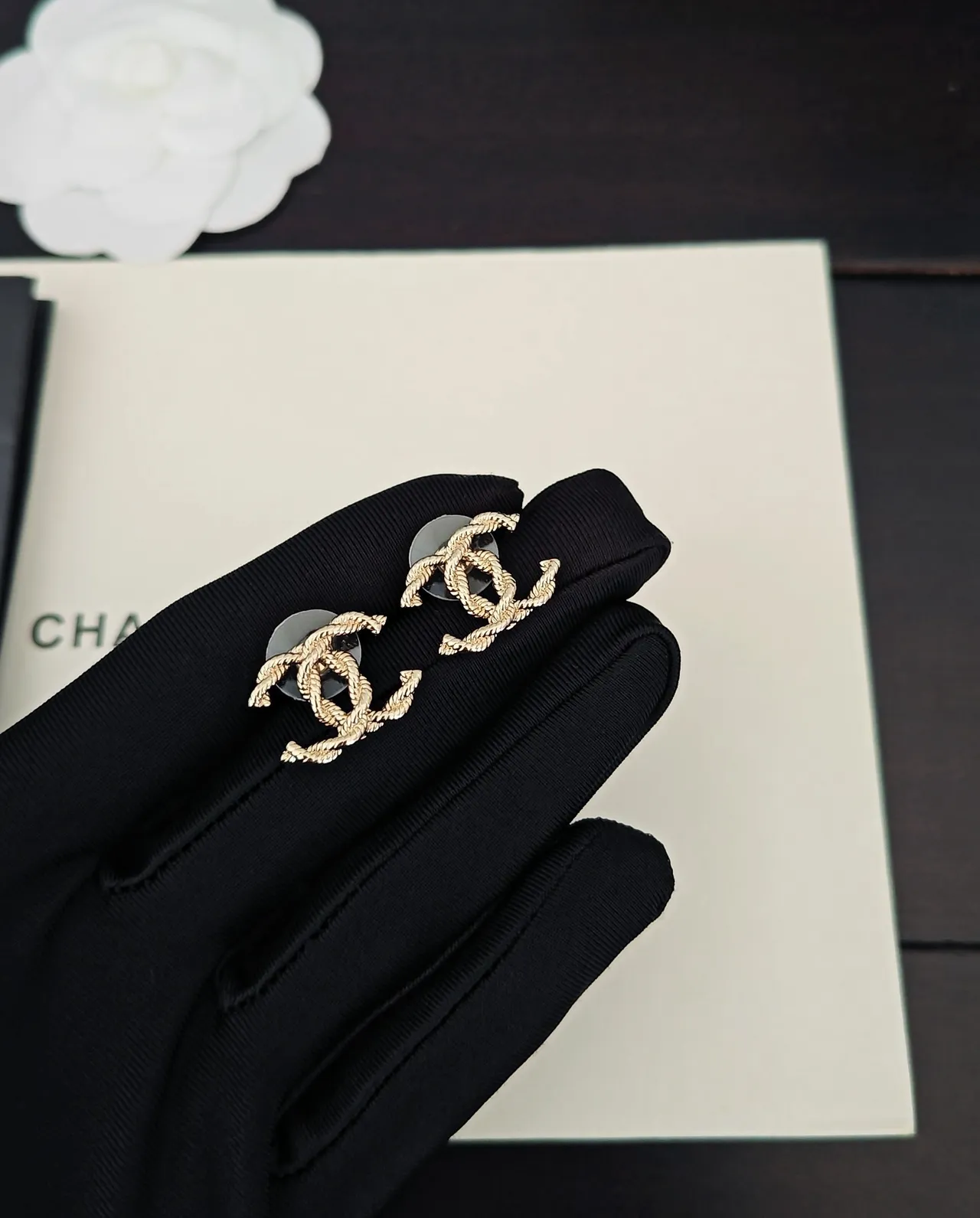 Chanel CC Rope Gold-Tone Stud Earrings 2