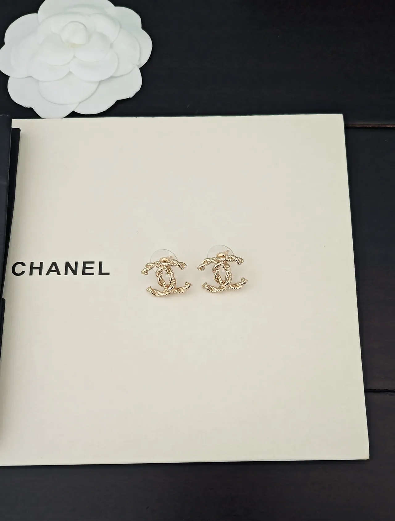 Chanel CC Rope Gold-Tone Stud Earrings 5