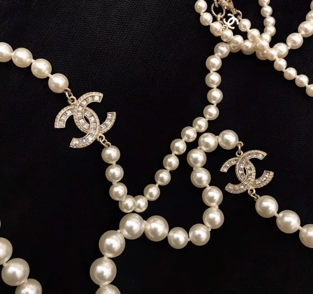 Chanel Classic Pearl Necklace White Silver Double-Strand Necklace 3