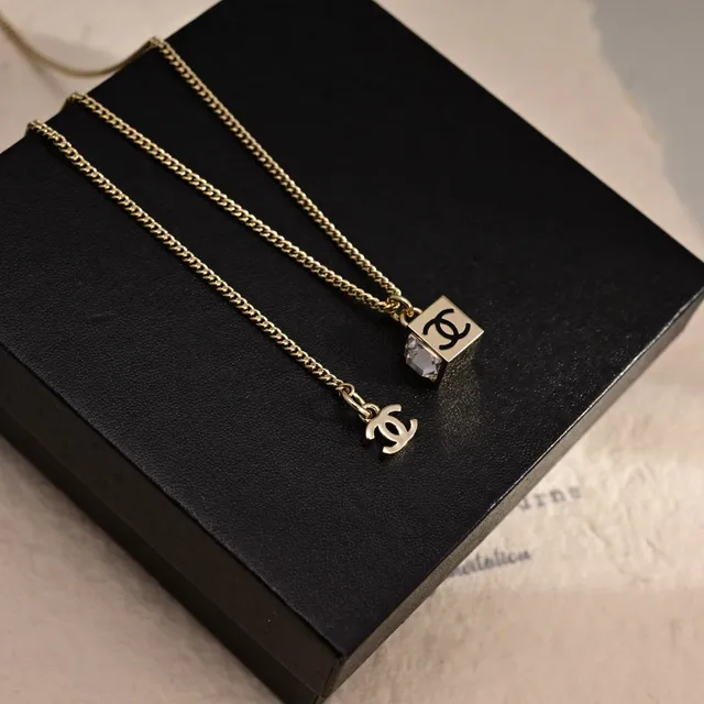 Chanel Cube Pendant Necklace Gold and Silver Tone Necklaces 9