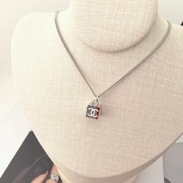 Chanel Cube Pendant Necklace Gold and Silver Tone Necklaces 10