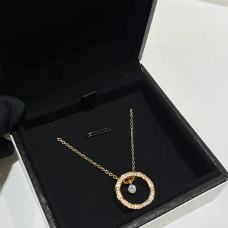 Chanel Gold-Tone Pavé Diamond Open Circle Pendant Necklace