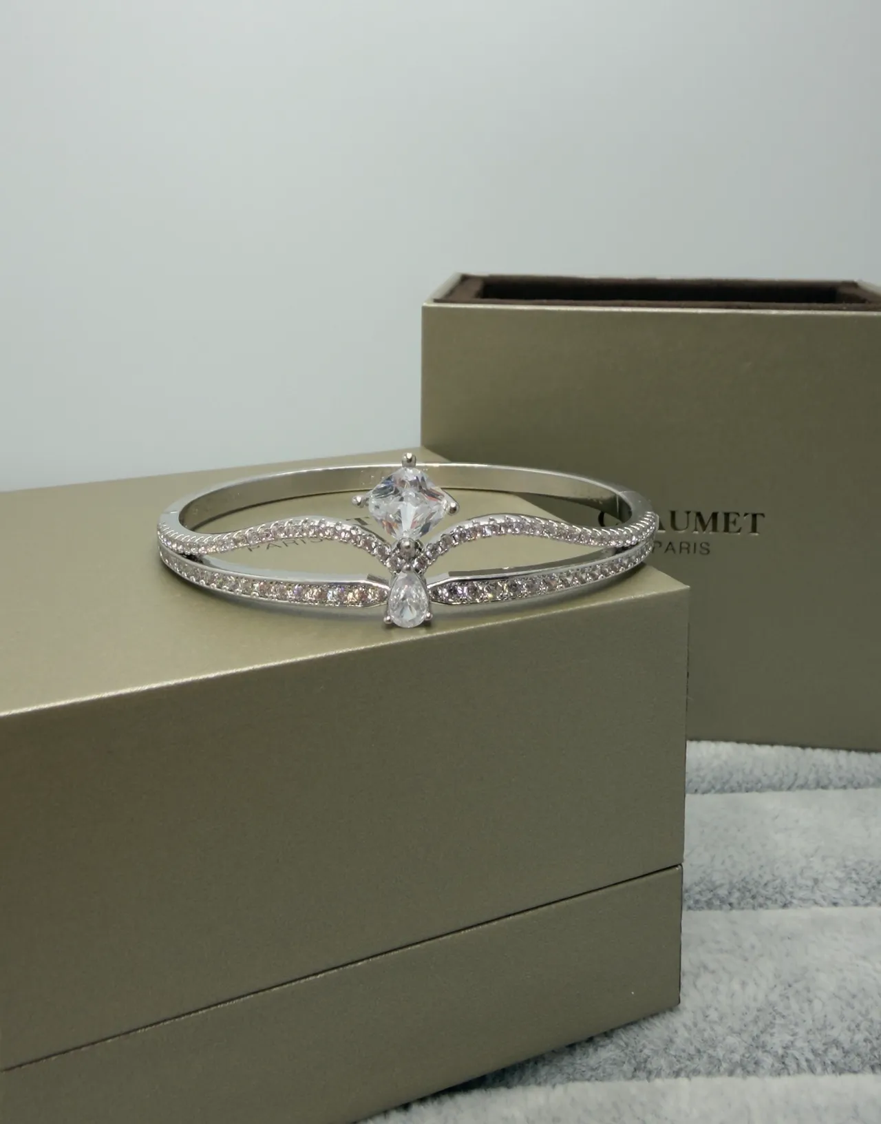 Chanel Gold Transparent Double-Banded Pavé-Set Bracelet 2